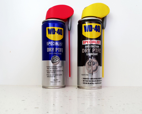 Pic of two cans of WD40 Dry Lube